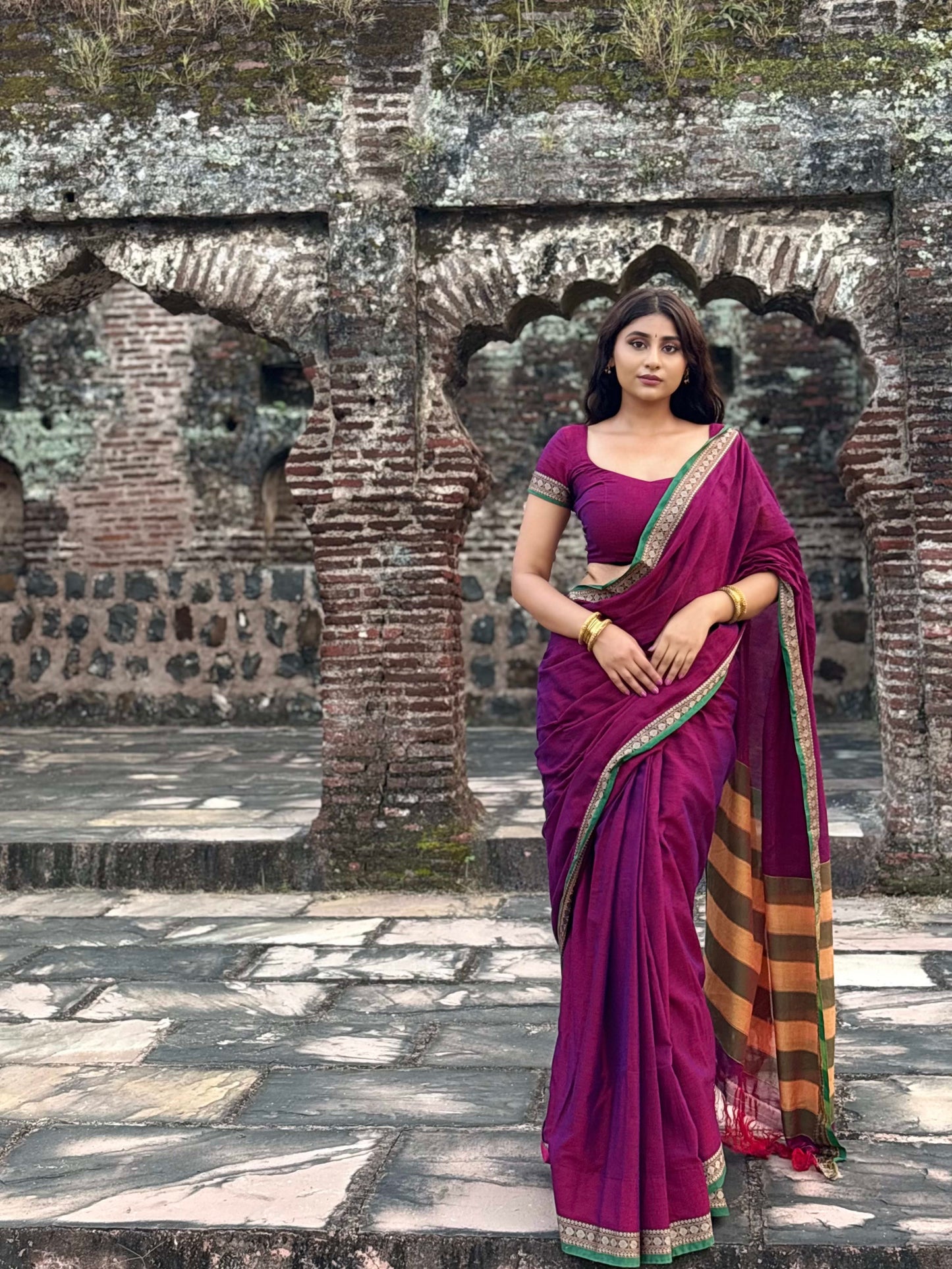 Magenta Shraddha Narayanpet Pure cotton saree