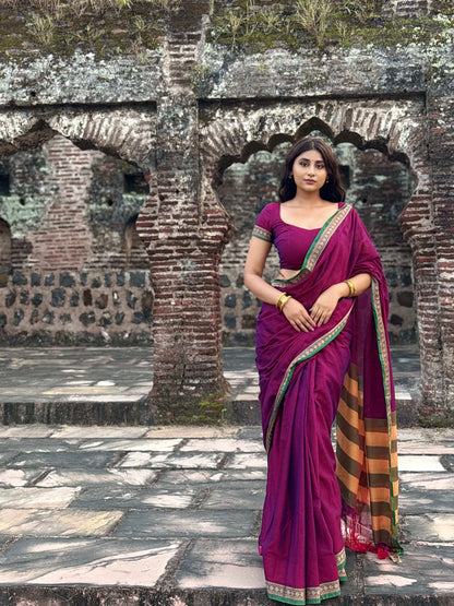 Magenta Shraddha Narayanpet Pure cotton saree