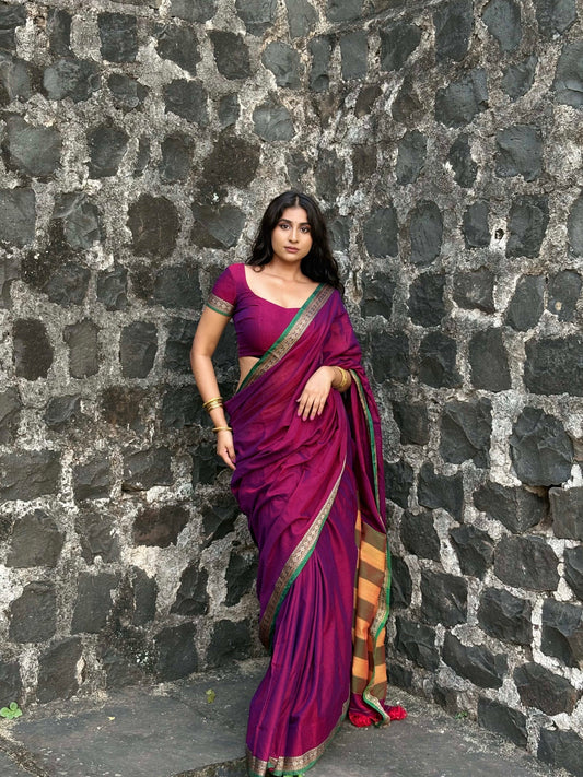Magenta Shraddha Narayanpet Pure cotton saree
