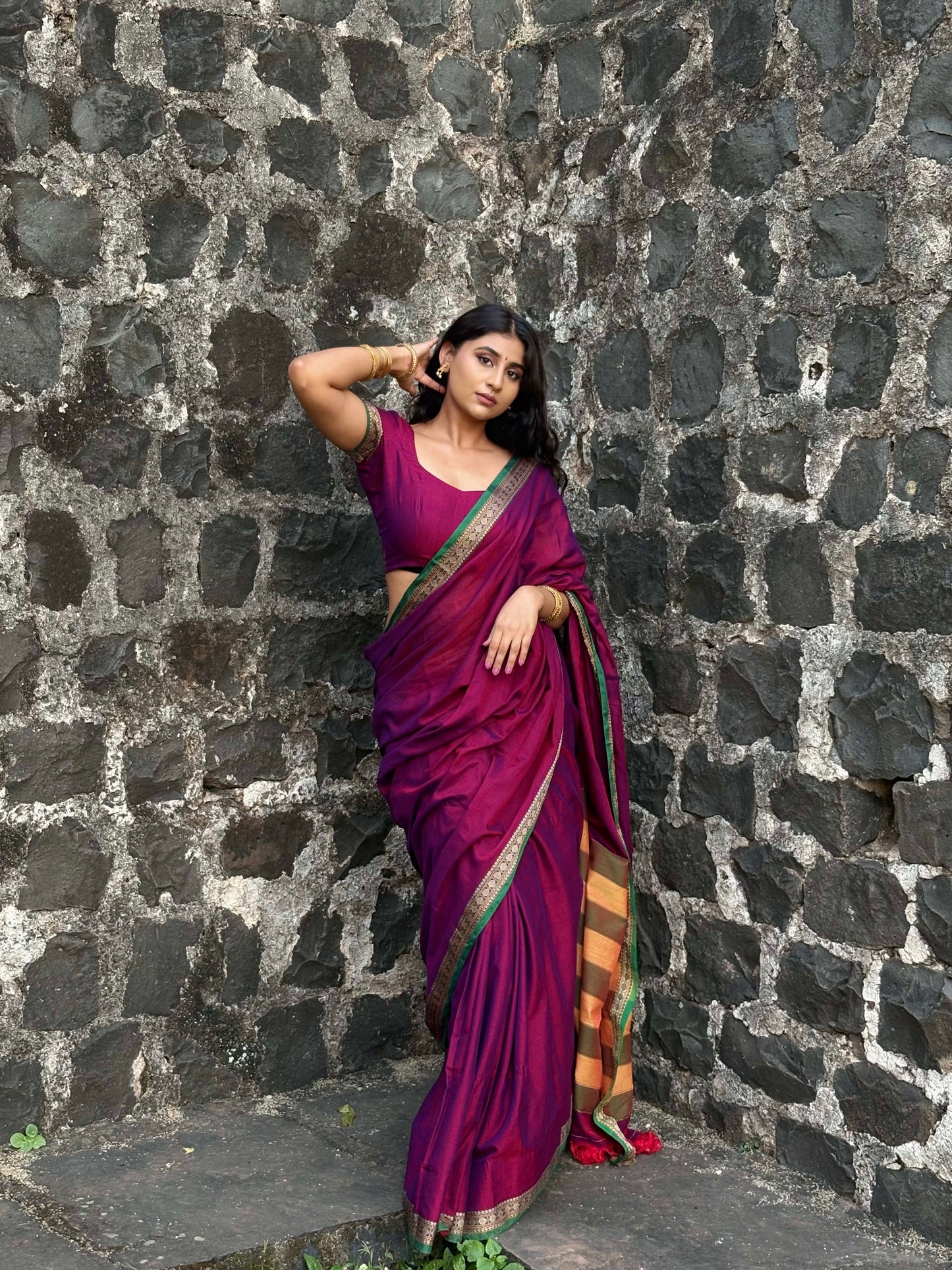 Magenta Shraddha Narayanpet Pure cotton saree