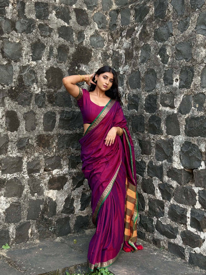 Magenta Shraddha Narayanpet Pure cotton saree