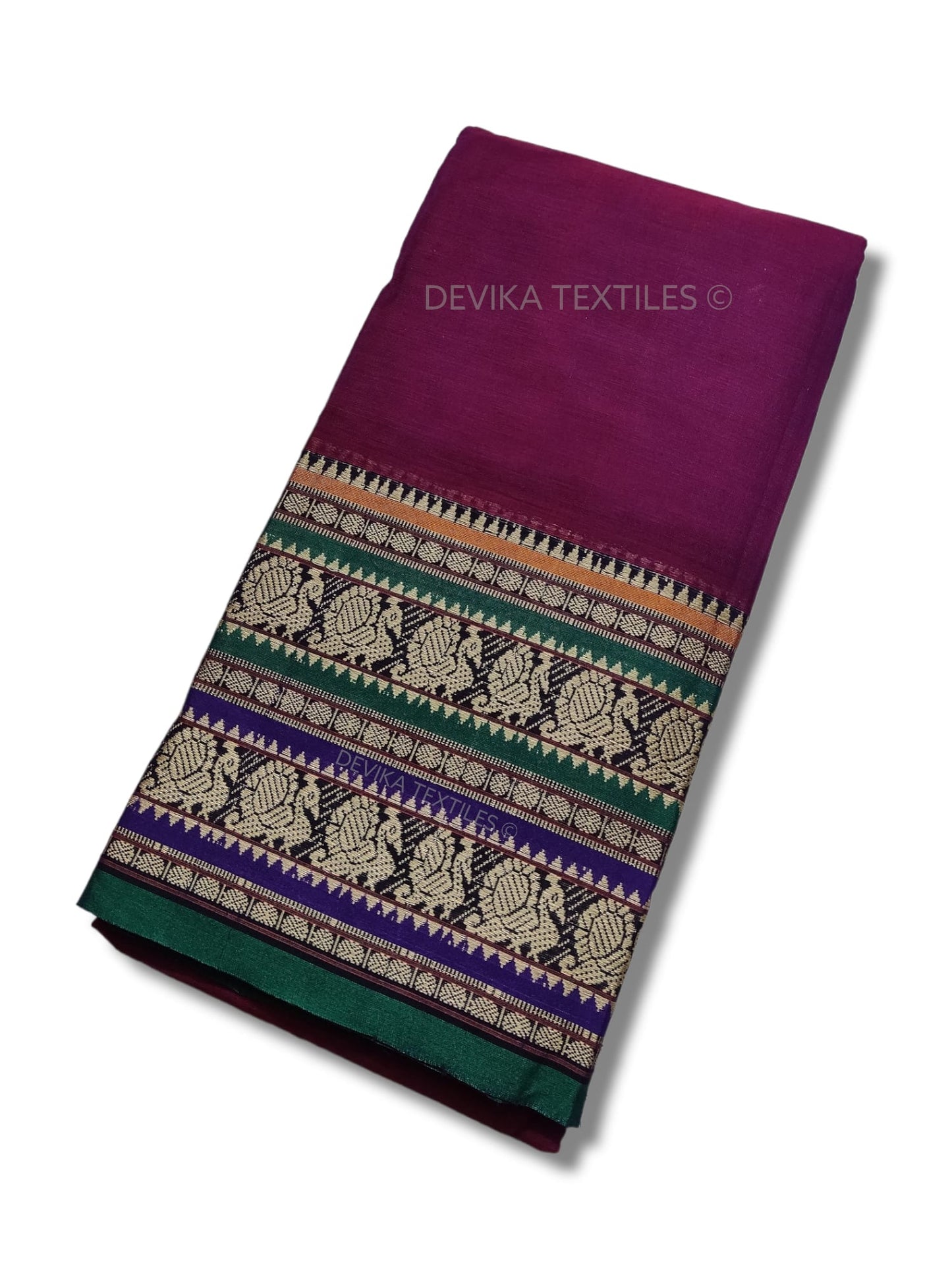Magenta Shravvya Border Narayanpet Pure Handloom Cotton Sarees with Running blouse piece(Sam as saree)