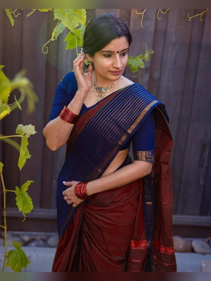 Maroon Aradhana Narayanapet Pure Cotton saree