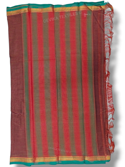 Maroon Ashwini checked Pattern Narayanapet Pure Cotton saree with running blouse piece (Same as saree)