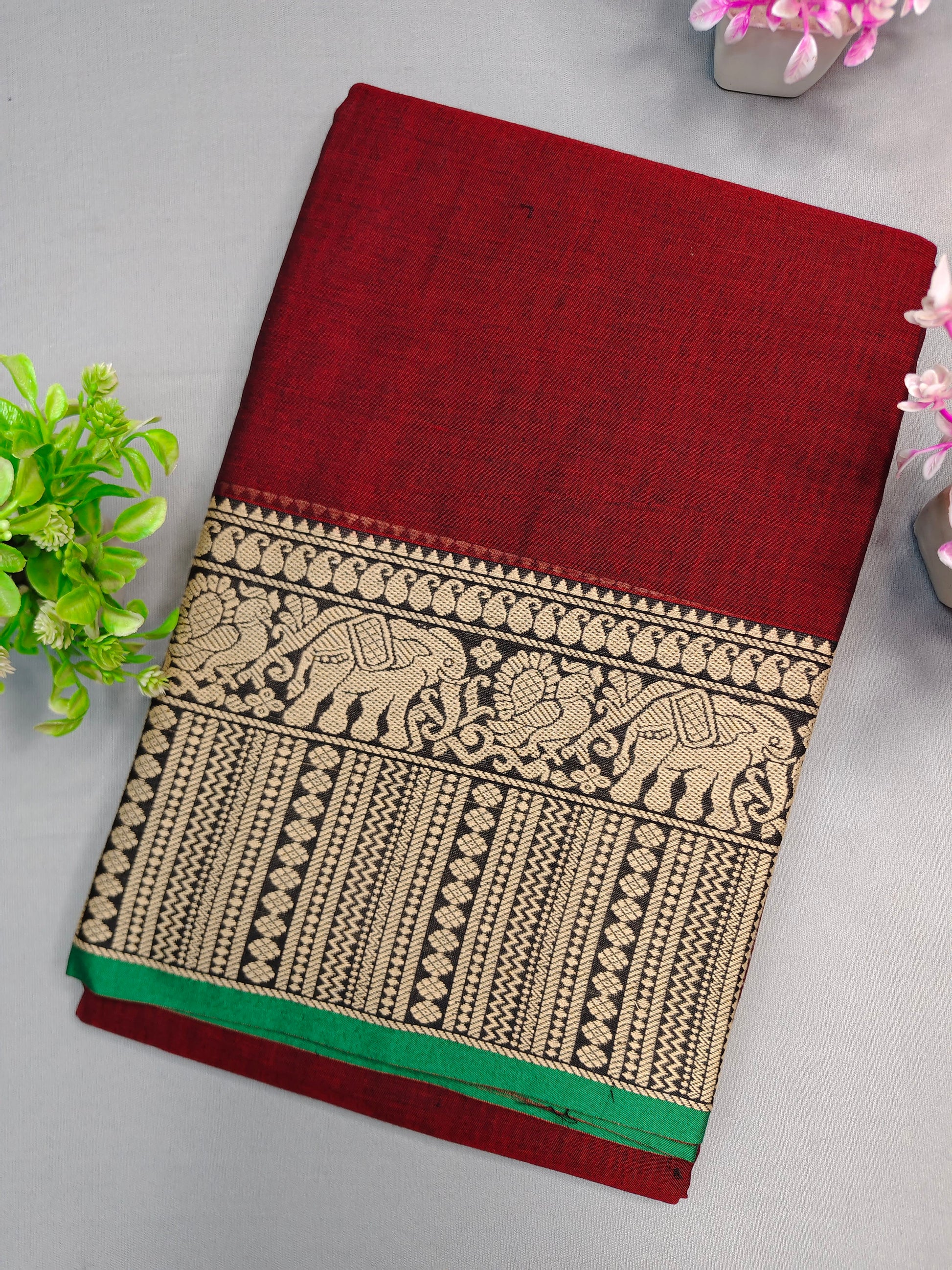 Maroon Gopika Narayanapet Pure Cotton saree