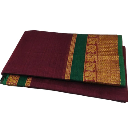 Maroon Handloom Plain Narayanpet Cotton saree