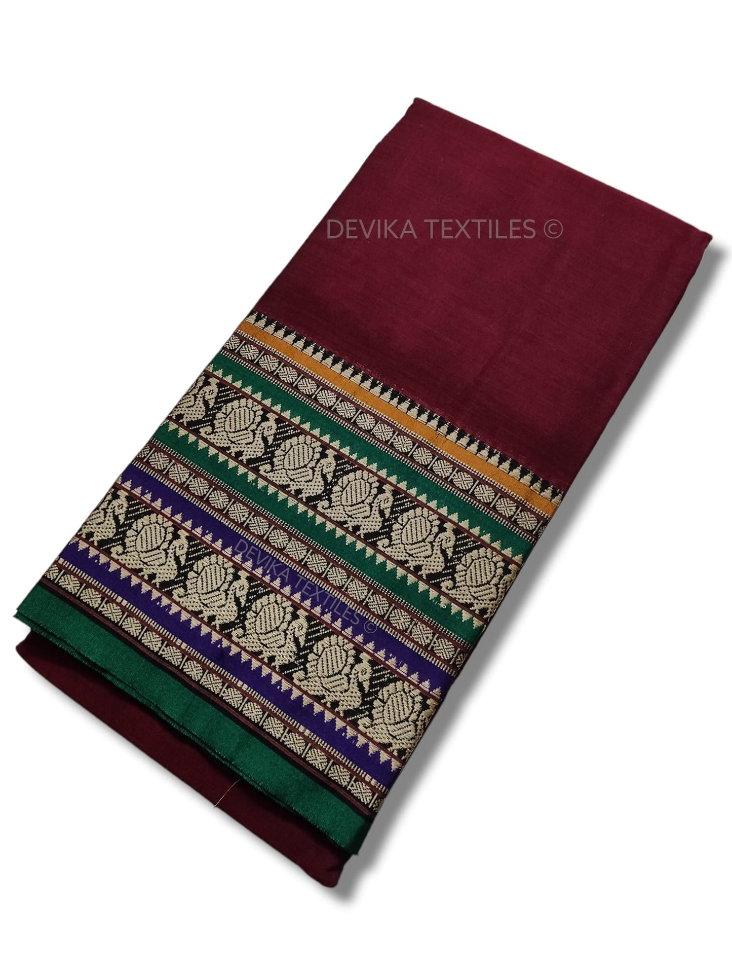 Maroon Shravya Border Narayanpet Pure Handloom Cotton Sarees with Running blouse piece(Sam as saree)