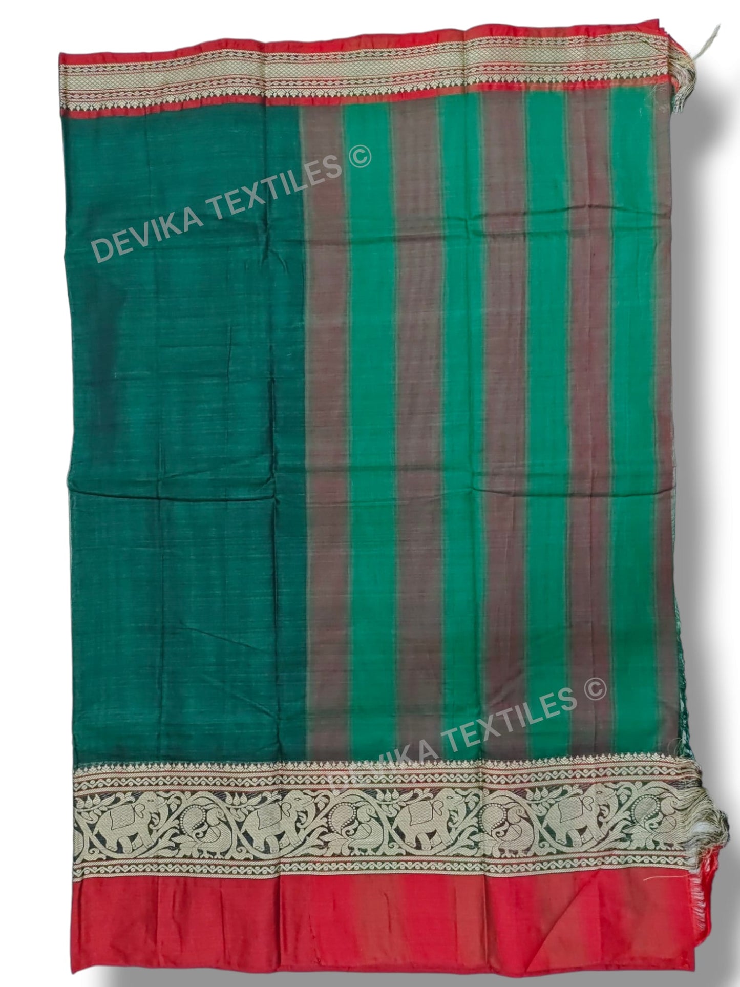 Bottle Green Tanvi Thread Narayanpeth Pure Handloom Cotton saree with Running blouse piece (Same As Saree)