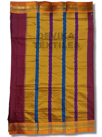 Maroon  Cottonsilk ilkal Kasuti work saree with running blouse piece
