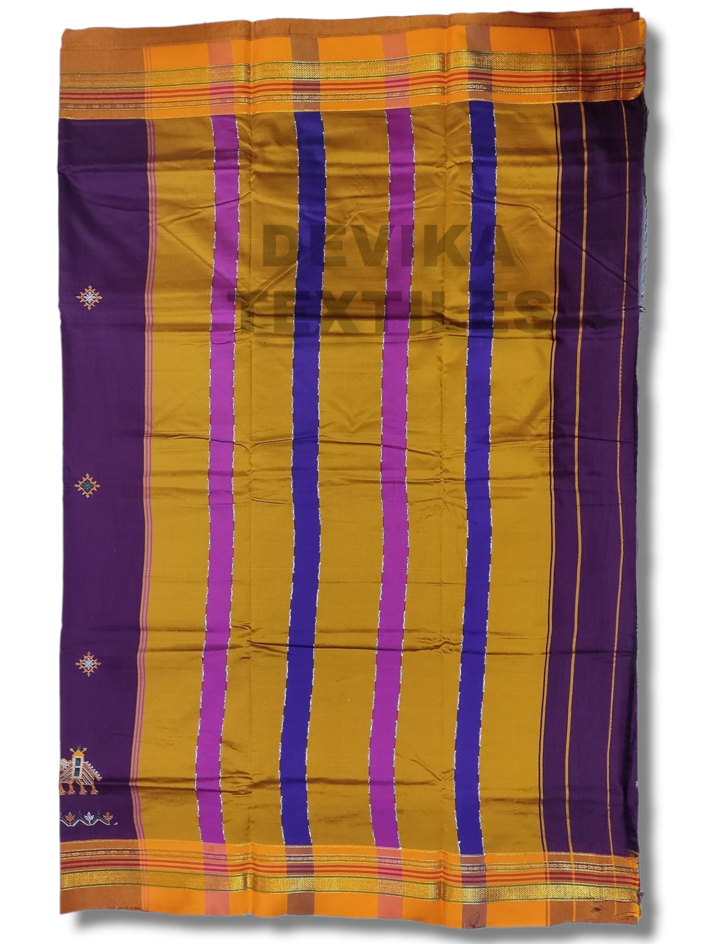 Meganta color Cottonsilk ilkal Kasuti work saree with blouse piece