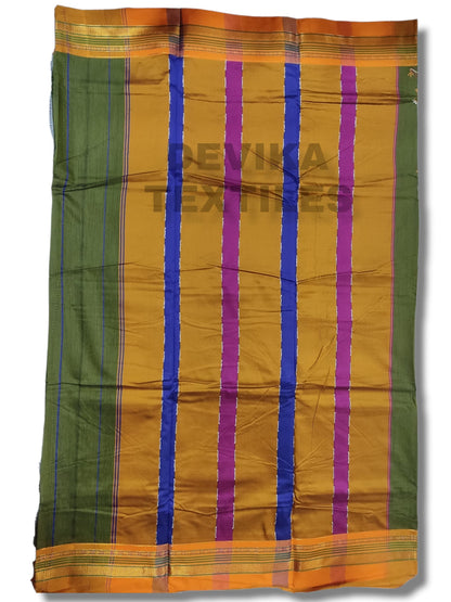 Mehandi color Cottonsilk ilkal Kasuti work saree with running blouse piece