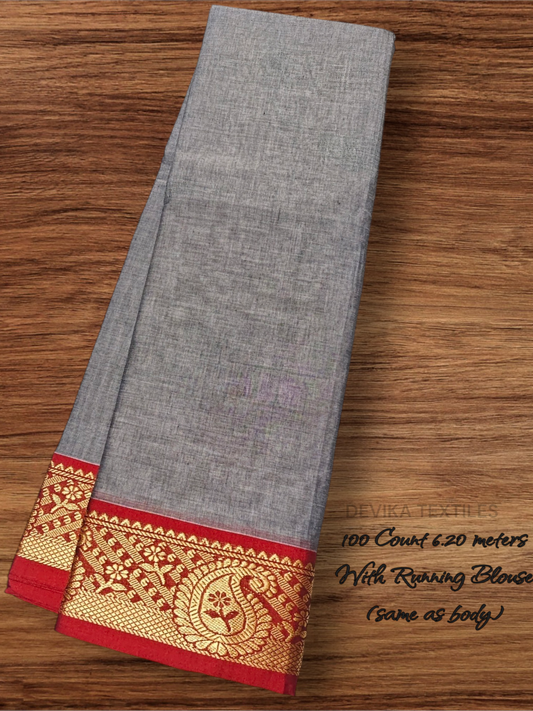 ONION PINK Narayanpet Pure Cotton  saree with Running Blouse (Same as saree)