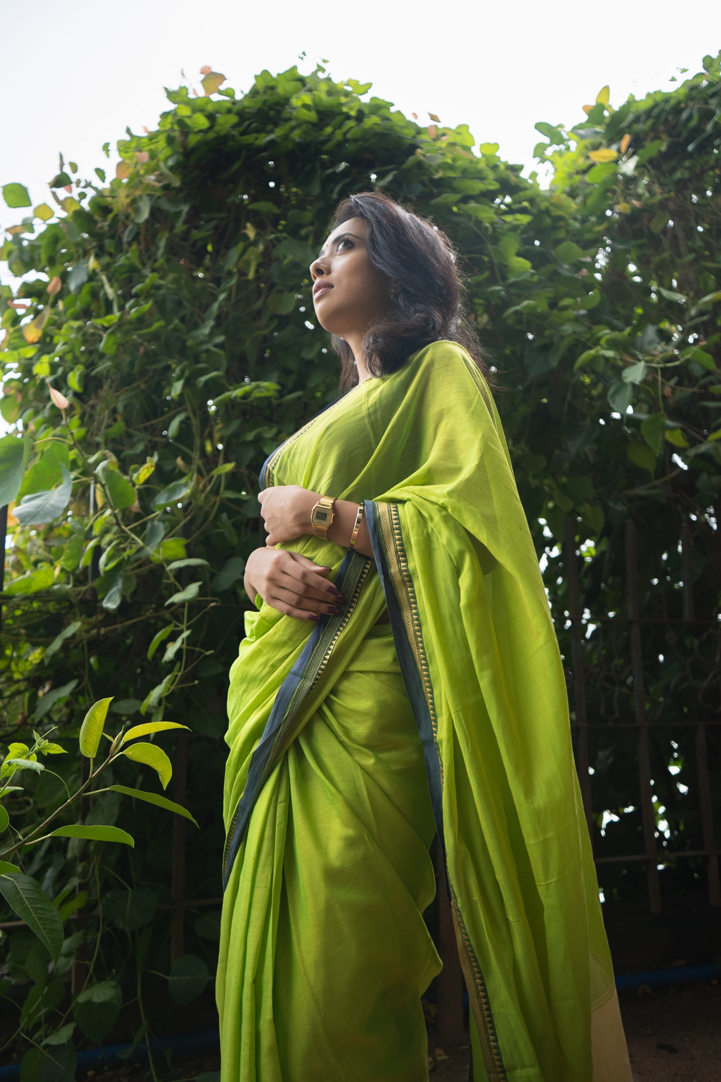 Parrot Green Ashwini Narayanpet Pure Cotton saree