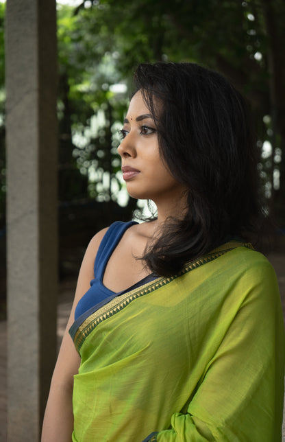 Parrot Green Ashwini Narayanpet Pure Cotton saree