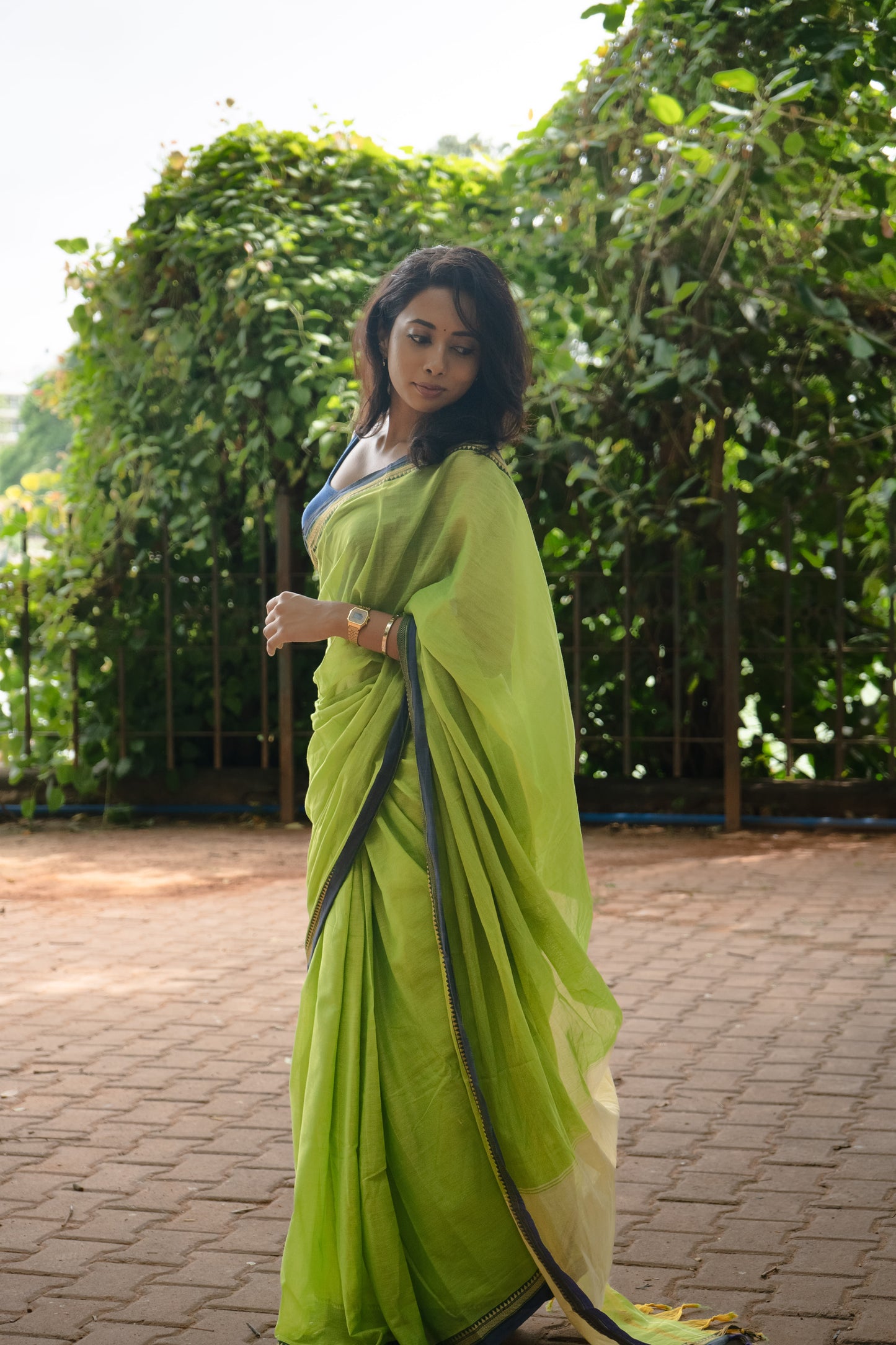 Parrot Green Ashwini Narayanpet Pure Cotton saree