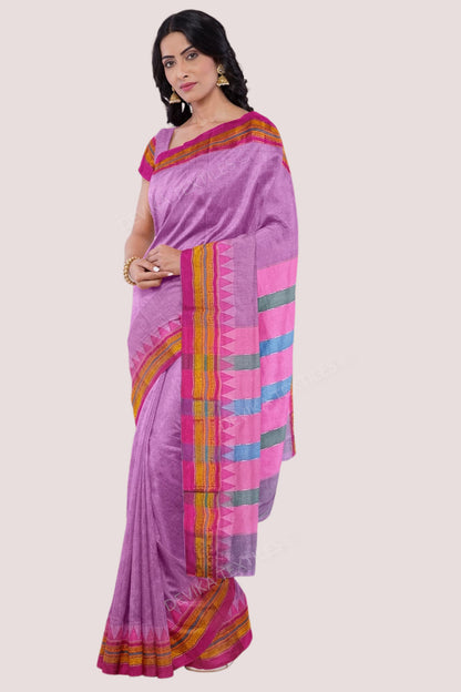 Pink Ilkal Cottonsilk M Border Saree with Running blouse piece