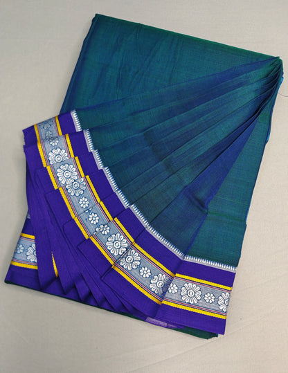 Premium Mercerised Cotton  saree with silk pallu