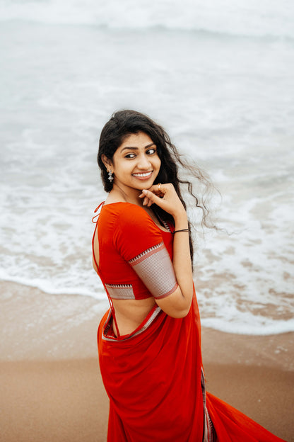 RED Sahitya Narayanpet Pure Cotton Saree