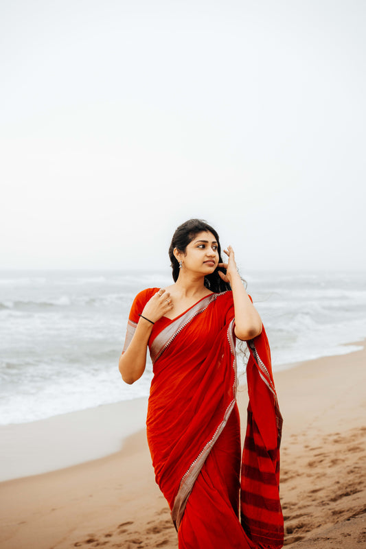RED Sahitya Narayanpet Pure Cotton Saree