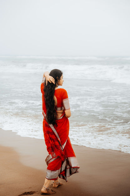 RED Sahitya Narayanpet Pure Cotton Saree