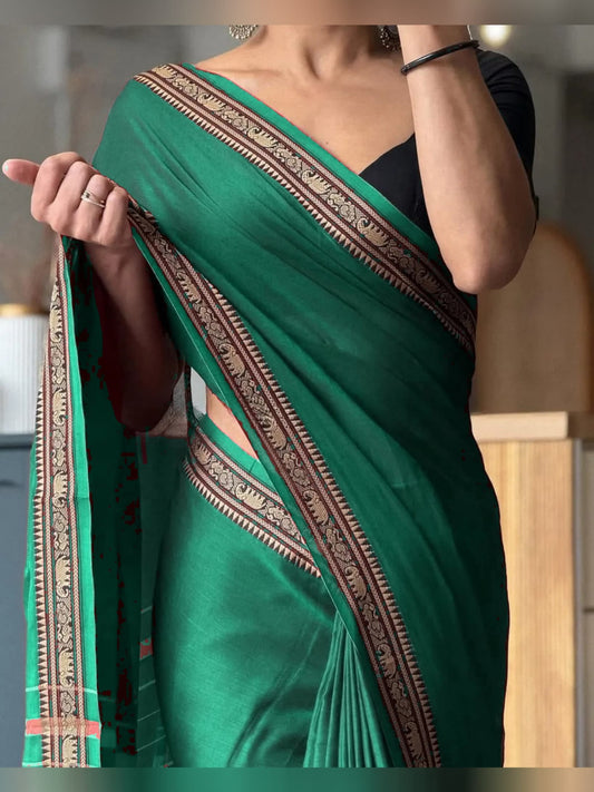 Ragini Bottle green Narayan pet Pure cotton saree