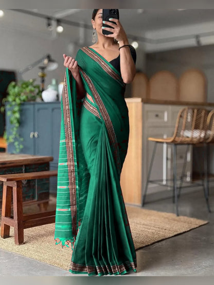 Ragini Bottle green Narayan pet Pure cotton saree