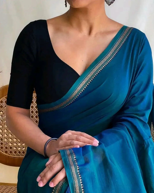 Rama Ashwini Narayanpeth Pure Mercerised cotton Handloom Saree With Running Blouse Piece (Same as saree)