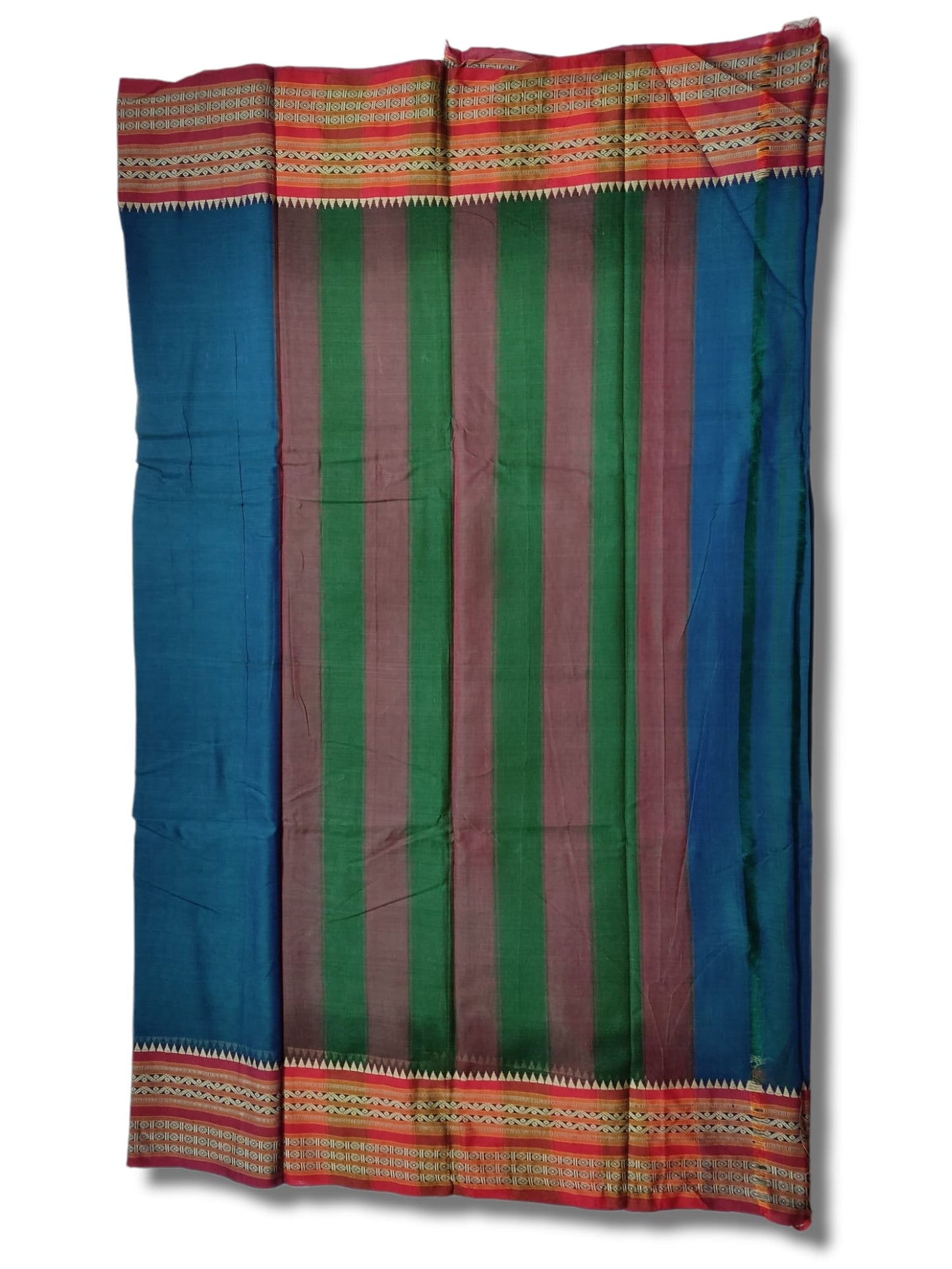 Rama Orissa Border Narayanpet Pure Handloom Cotton Sarees with Running blouse piece