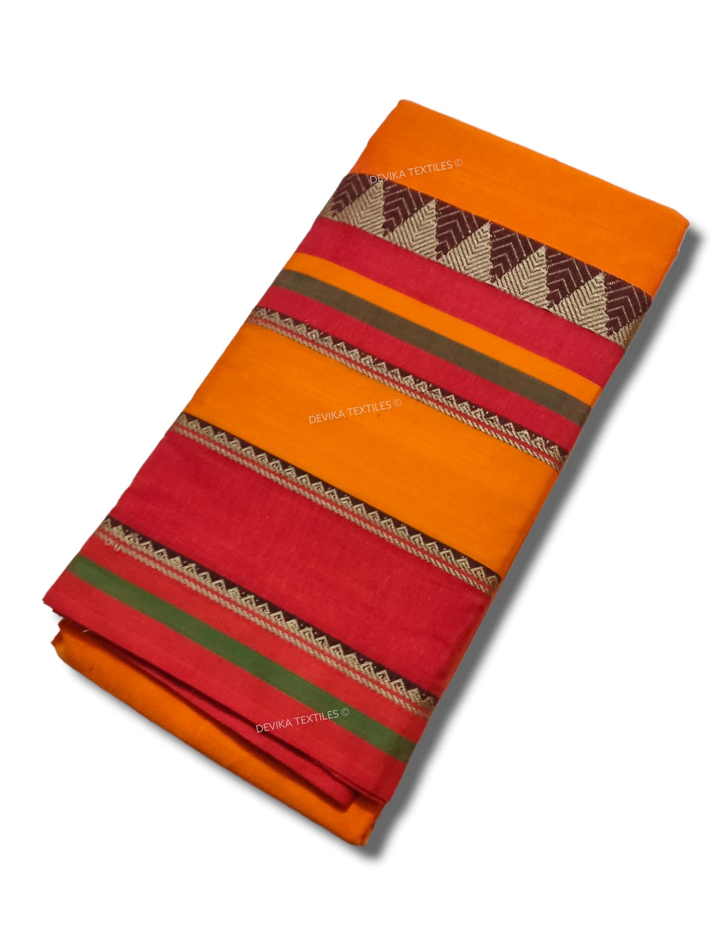 Rangoli Border Narayanpet Pure Handloom Cotton Sarees with Running blouse piece