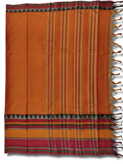 Rangoli Border Narayanpet Pure Handloom Cotton Sarees with Running blouse piece