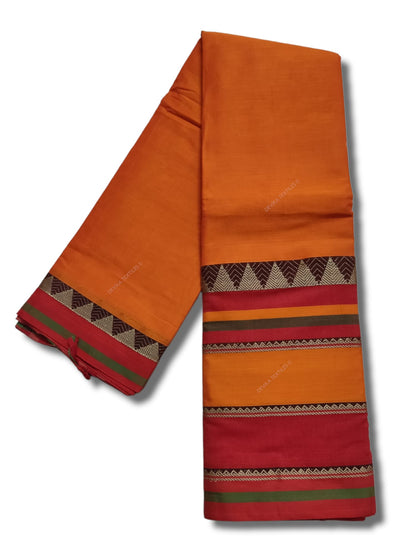 Rangoli Border Narayanpet Pure Handloom Cotton Sarees with Running blouse piece