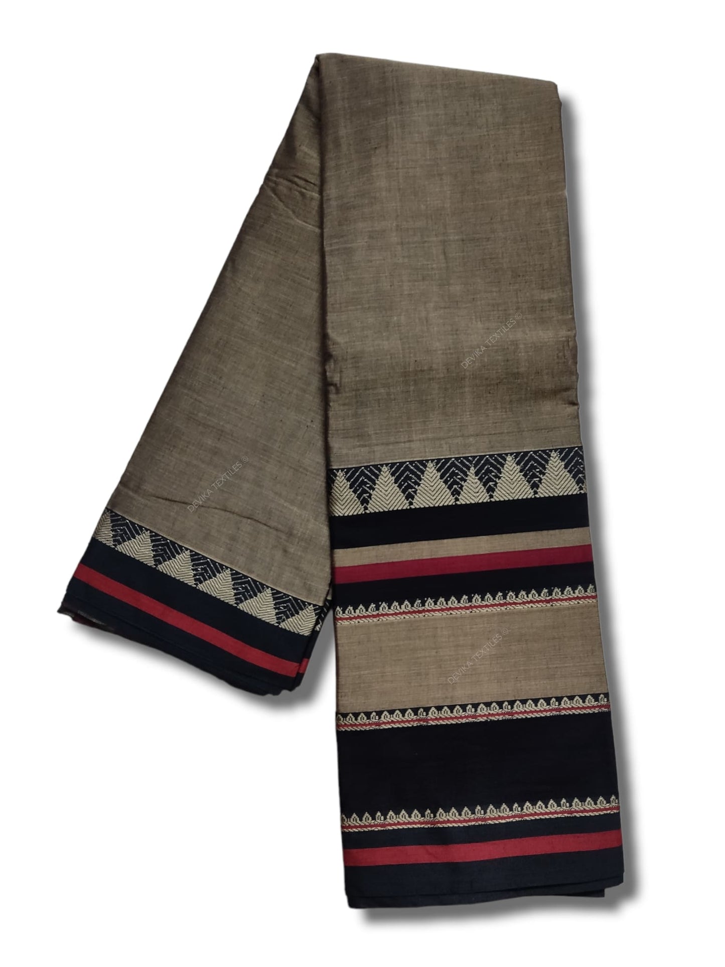 Rangoli Charcoal Grey Narayanpet Pure Cotton saree with Running blouse piece