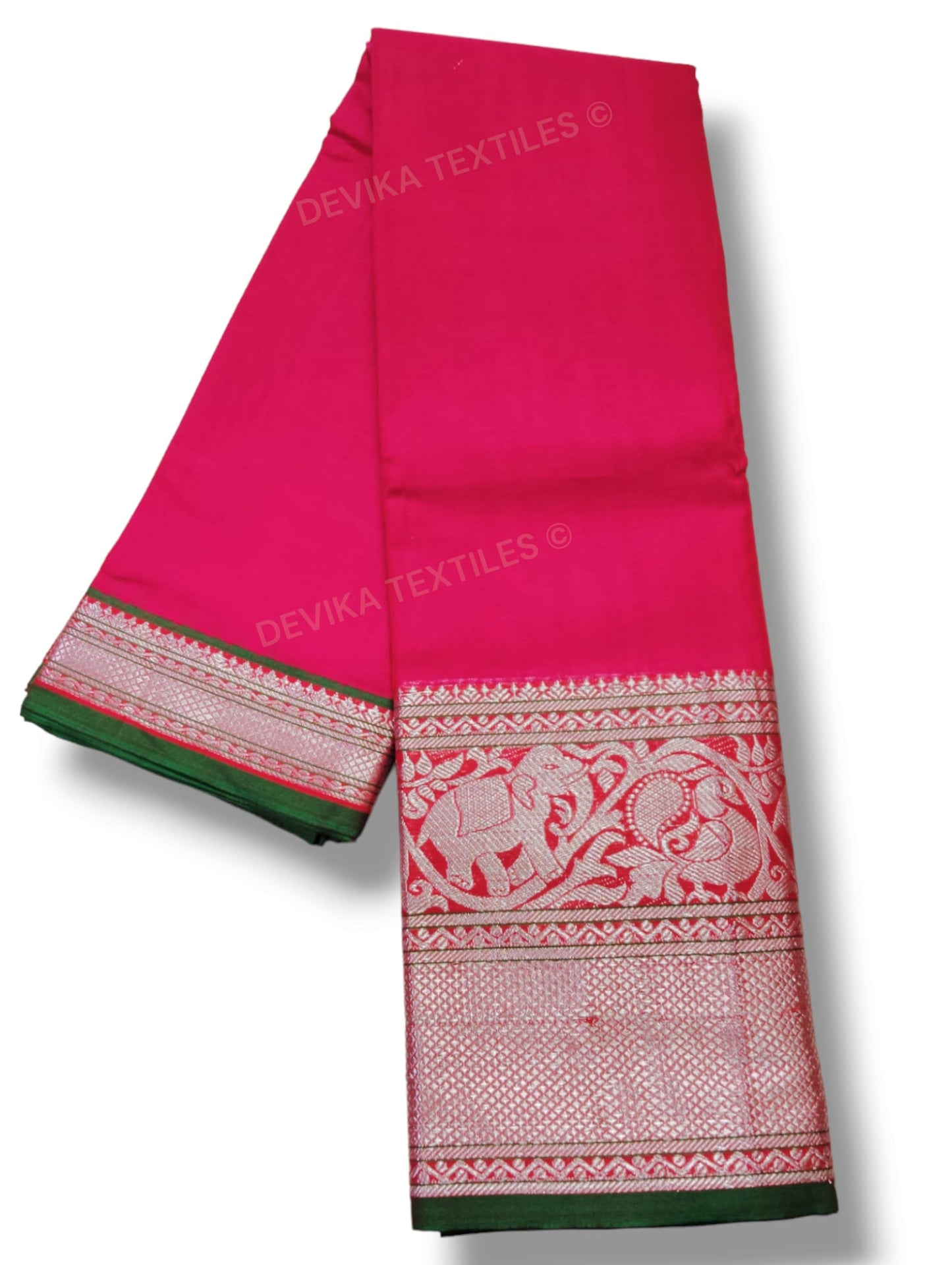 Rani Pink Narayanpet Pure Cotton saree with Running blouse piece (Same as Saree)