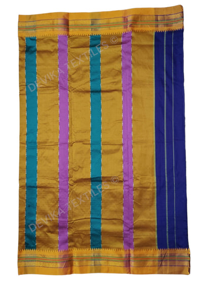 Royal Blue Ilkal Zig Zag Pattern Cottonsilk Saree with running blouse piece