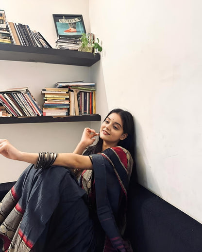 Rukmini Steel Grey Narayanapet Pure Cotton saree