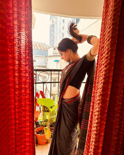 Rukmini Steel Grey Narayanapet Pure Cotton saree