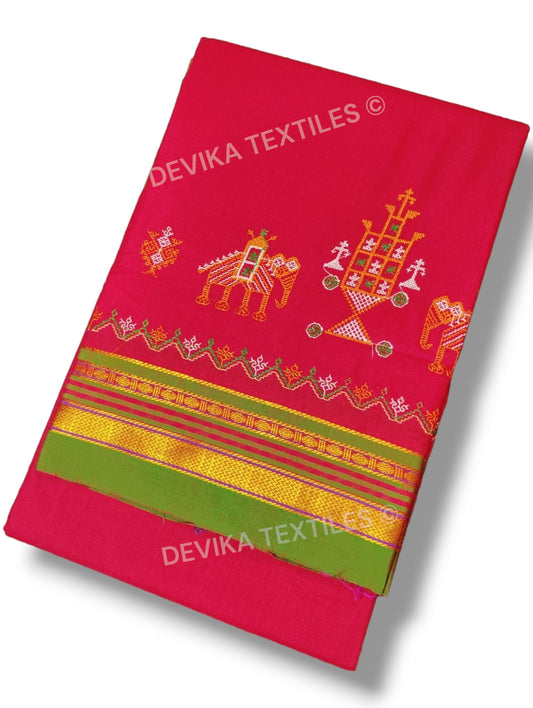 ilkal Kasuti work cottonsilk  saree with running blouse piece