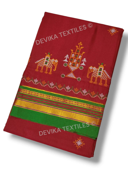 ilkal Kasuti work cottonsilk  saree with running blouse piece