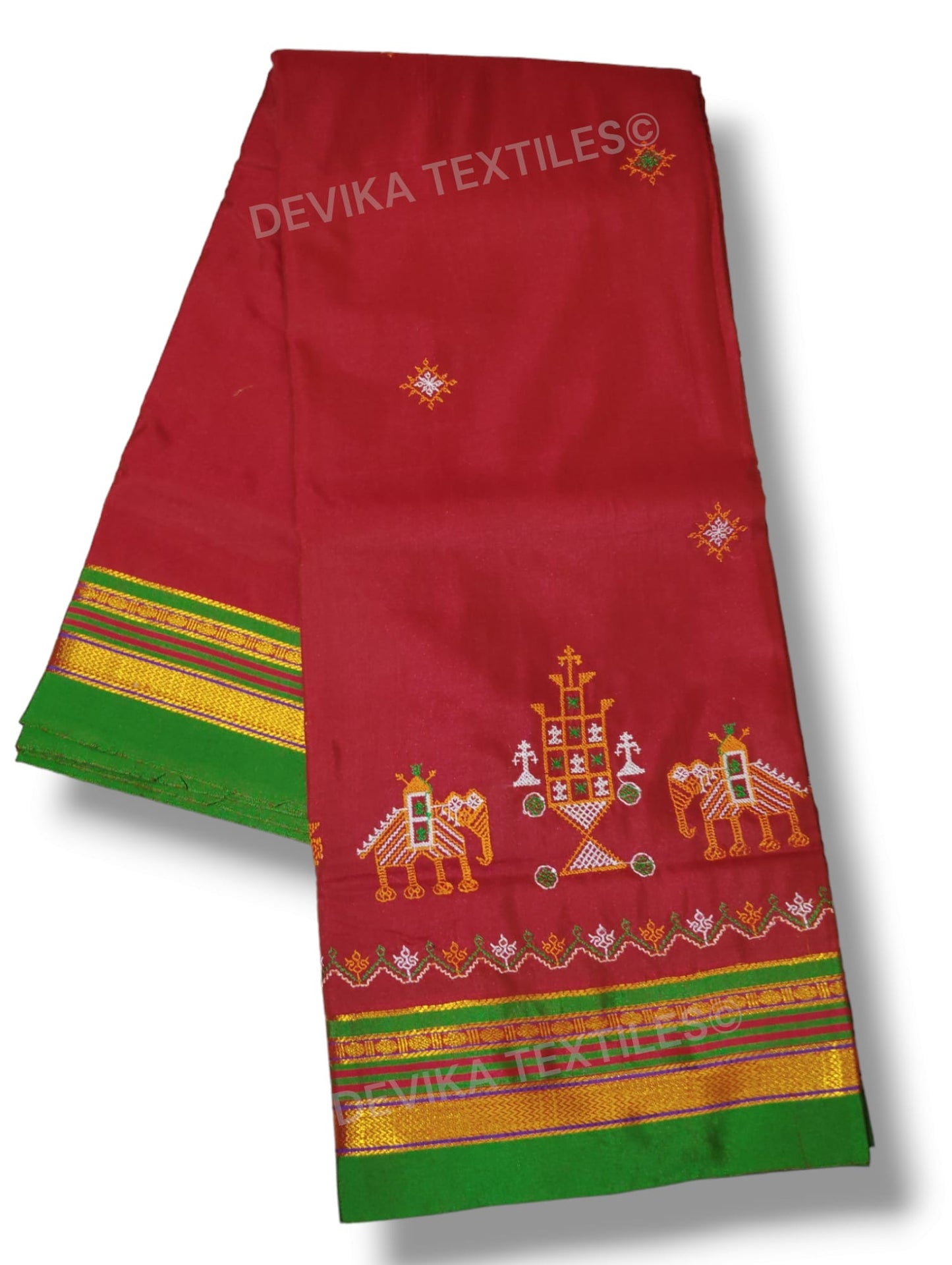 ilkal Kasuti work cottonsilk  saree with running blouse piece