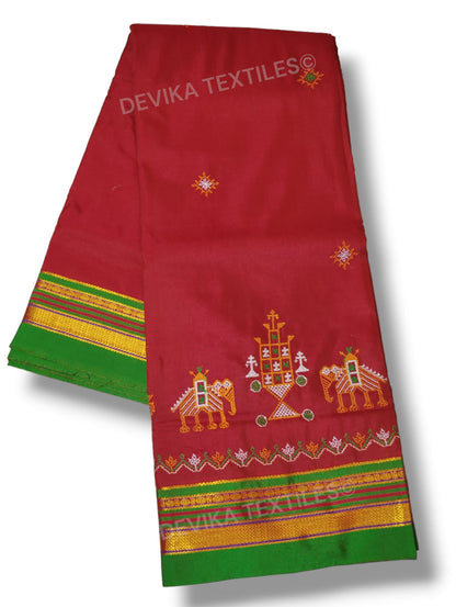 ilkal Kasuti work cottonsilk  saree with running blouse piece