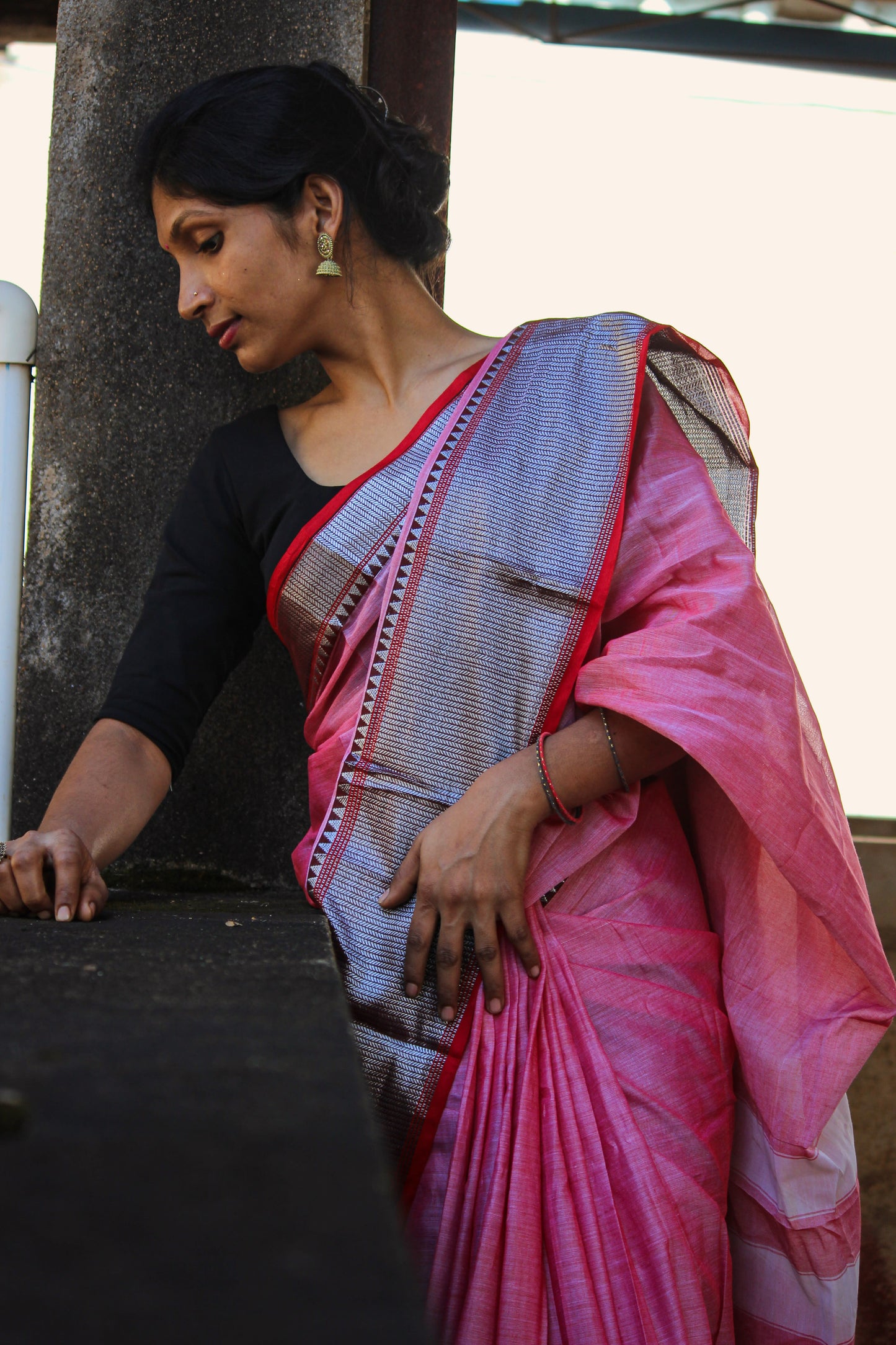 Sahitya BABY PINK Narayanpet Pure Cotton saree with Running blouse piece