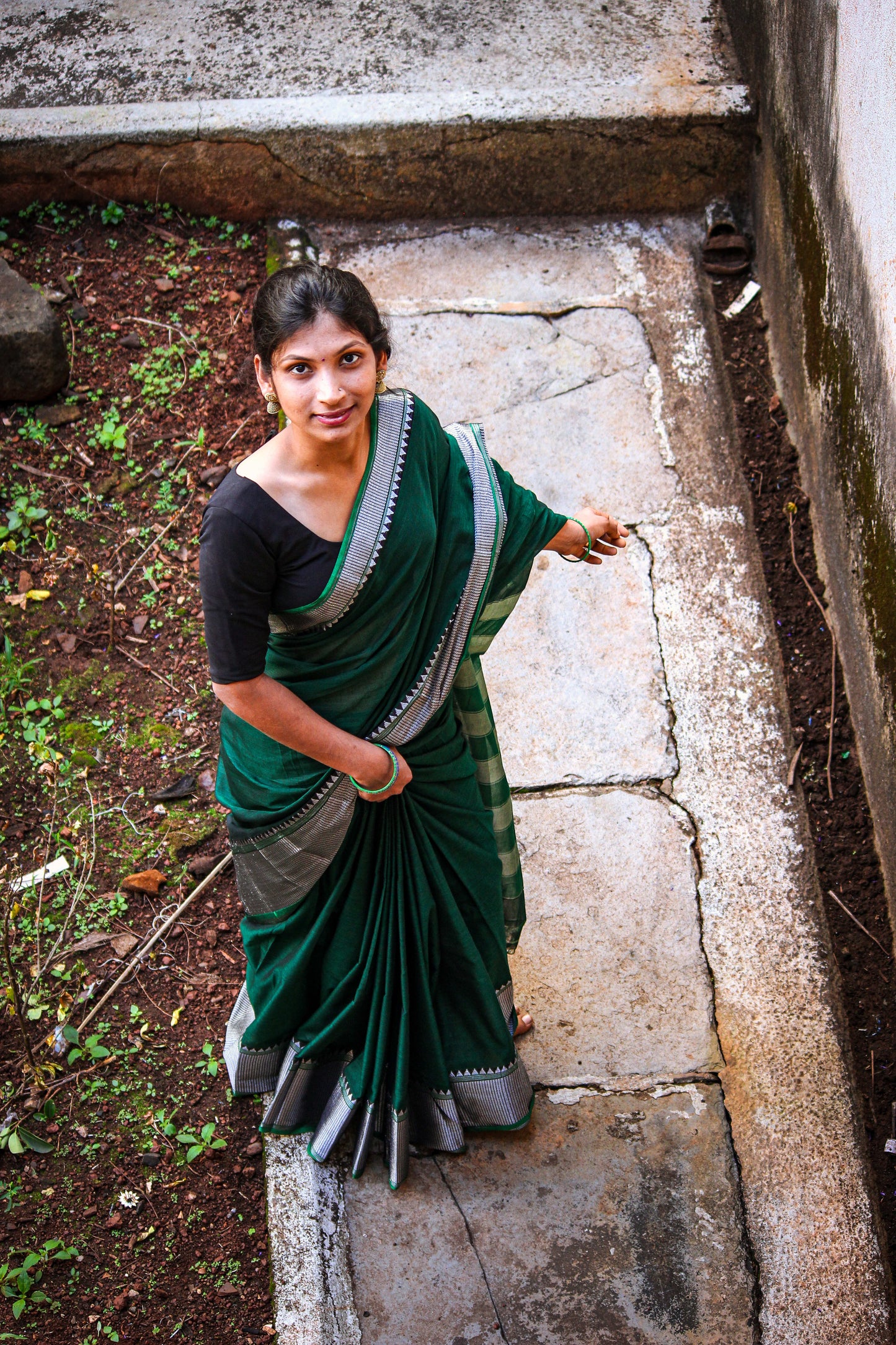 Sahitya Silver Jari Border Narayanpet Pure Cotton saree with Running blouse piece (Same as saree)