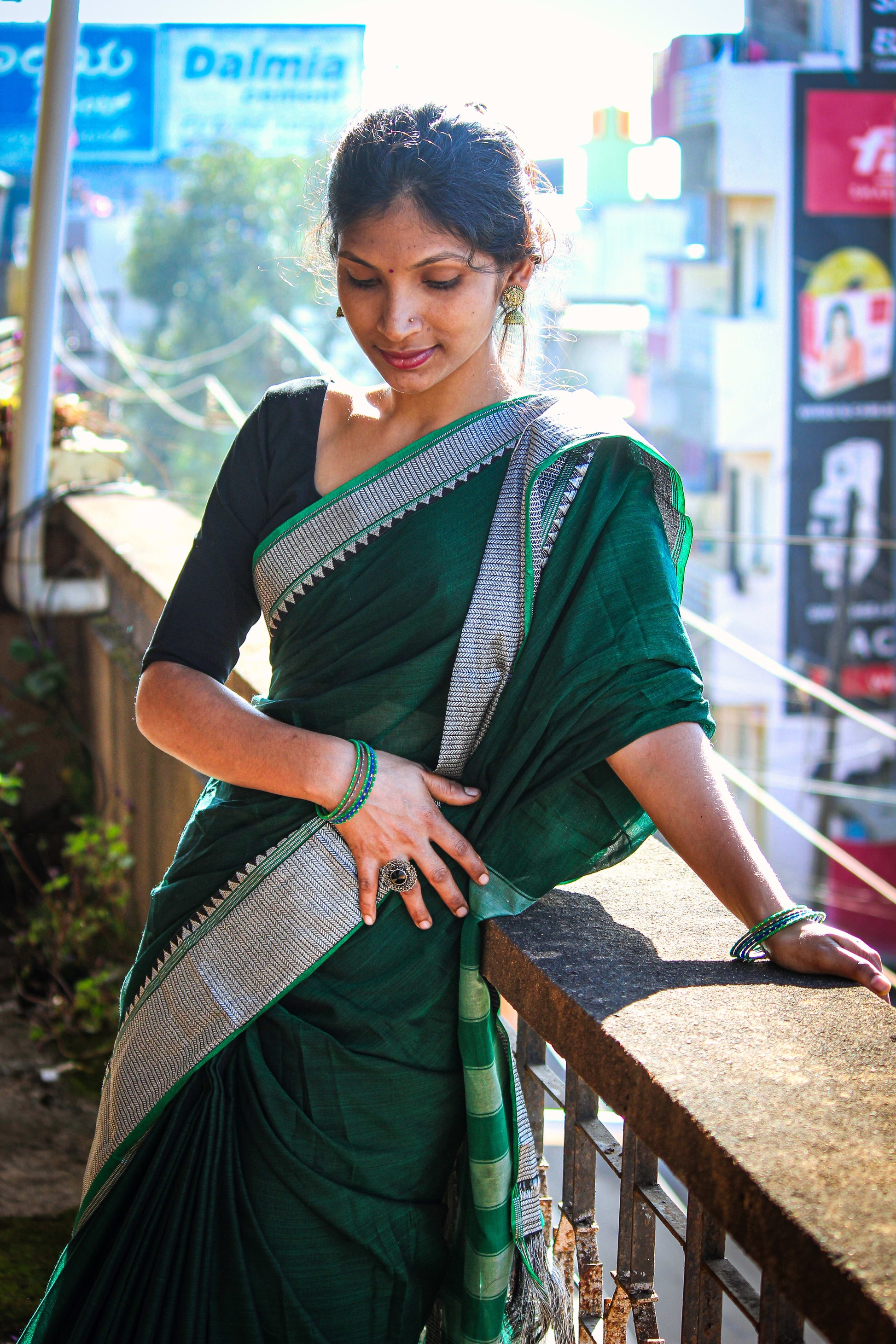 Sahitya Silver Jari Border Narayanpet Pure Cotton saree with Running blouse piece (Same as saree)