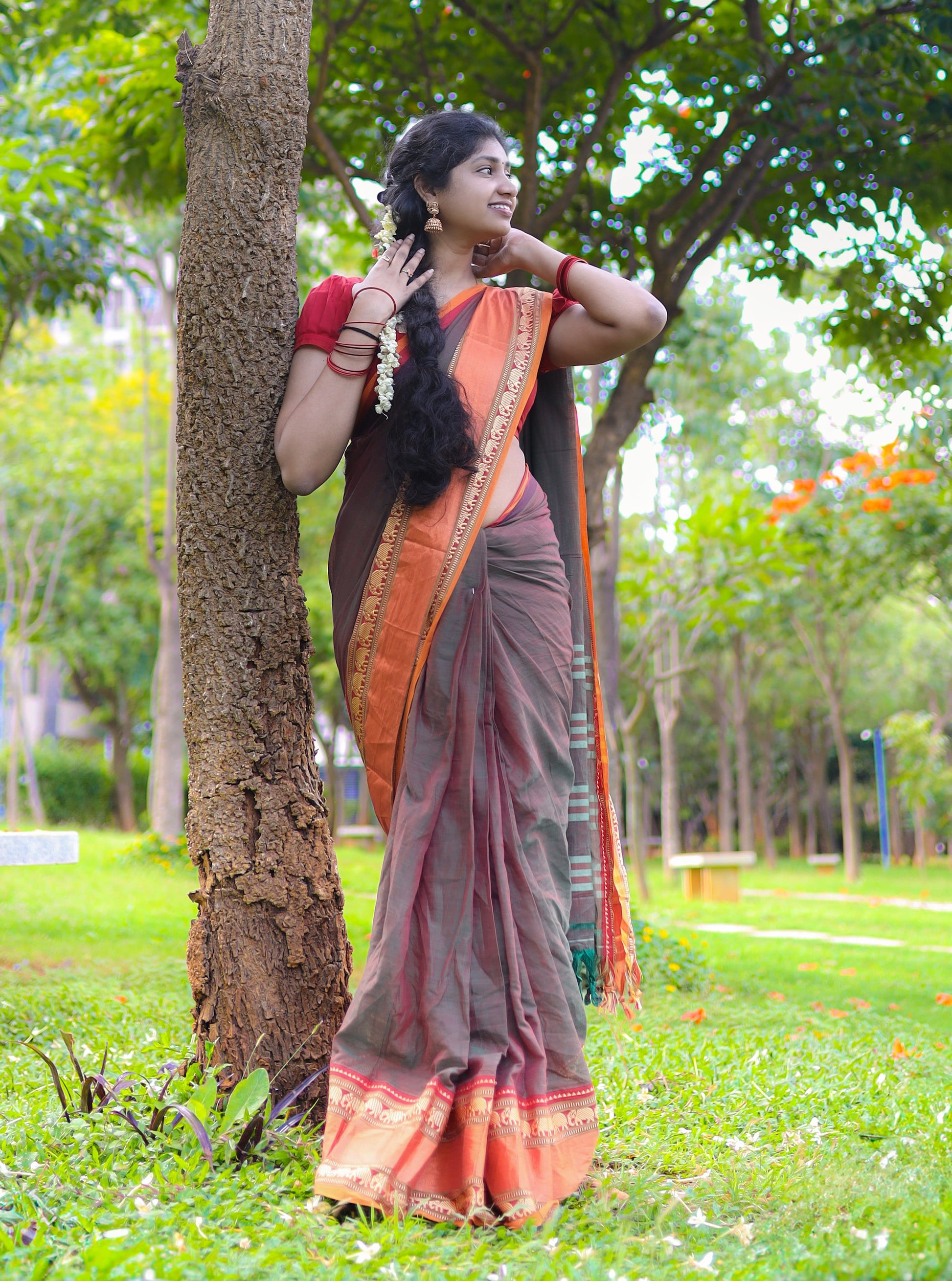 Seaweed Green Narayanpet Pure cotton saree