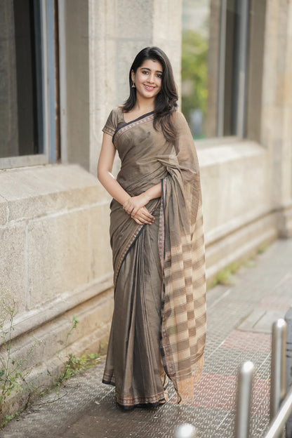 Shraddha Beige Narayanapet Pure Cotton saree
