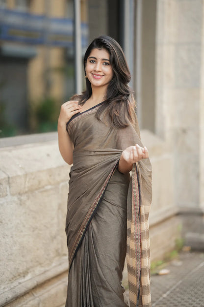 Shraddha Beige Narayanapet Pure Cotton saree