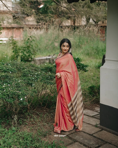 Shraddha Brick Red Narayanapet Pure handloom Cotton saree