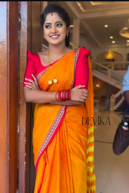 Shraddha Orange Narayanapet Pure Cotton saree