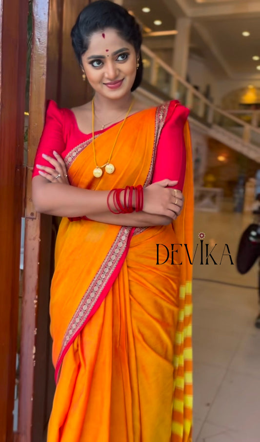 Shraddha Orange Narayanapet Pure Cotton saree