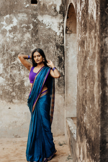 Shraddha Royal Blue Narayanpet Pure Cotton Saree
